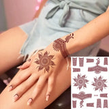 Lianfudai Brown Henna Stickers for Hand Flower Temporary Henna Tattoos for Women Fake Tatoo Waterproof Mehndi Designs Wedding Tattoo Hena