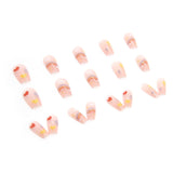 Lianfudai 24P Cute Childlike Rainbow Nail Art Full Cover Artificial Fake Nails Wearing Reusable False Nails Ballerina Press on Nail Art