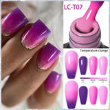 Lianfudai 7ML Auroras Thermal Gel Nail Polish Nude Dark Purple Glitter Gradient Temperature Color Changing Nail Art Gel Varnishes