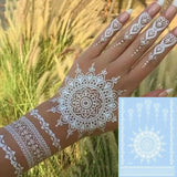 Lianfudai Henna Tattoo Stickers for Hand Waterproof Temporary Tattoos Women Body Art White Mehndi Sticker Water Transfer Tattoo Hena