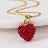 Lianfudai New Fashion Love Heart Strawberry Pendant Necklaces Women Sweet Temperament Design Necklace Party Jewellery Gift