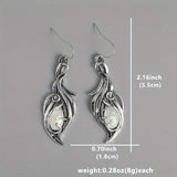 Lianfudai Bohemian Opal Dangle Earrings - Elegant Silver Plated Jewelry ForHolidays and Special Occasions