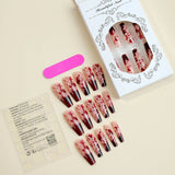 Lianfudai 24pcs Halloween Blood Drops Gradient False Nails Press On Super Long Ballerina Nails Finished Fingernail Manicure Art Decoration