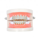 Lianfudai Hip Hop CZ Studded Grillz Teeth Men Iced Out Top & Bottom Punk Teeth Grills Tooth Caps Fashion Jewelry for Women