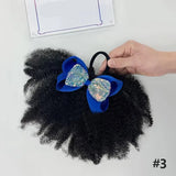 Lianfudai 2pcs/ Luxury Kids Hair Buns Kids Afro Puff Soft Like Natural Human Hair Hand Feel Marley Kinky Bulk for Hair Girl with Elastic