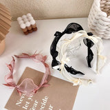 Lianfudai High-grade bow headband princess temperament pressed hair simple thin edge  lace mesh headband female all-match hair accessories