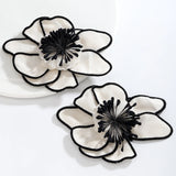 Lianfudai Bohomia Exaggerated Fabric Flower Earrings Simple Elegant Stud Earrings For Women Statement Creative Accessory Friends GIfts