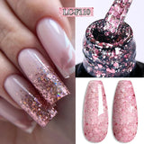 Lianfudai 7ML Gold Foil Quick Extension Gel Nail Polish Nude Purple Nail Flakes Vernis Semi Permanent UV Gel Nail Art Hard Gel