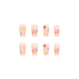 Lianfudai 24P Cute Childlike Rainbow Nail Art Full Cover Artificial Fake Nails Wearing Reusable False Nails Ballerina Press on Nail Art