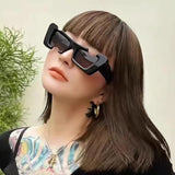 Lianfudai Vintage Fashion Big Frame Gap Sunglasses Women For Men 2024 Luxury Brand Designer Punk Sun Glasses Trend Irregular Cat Eye Shade