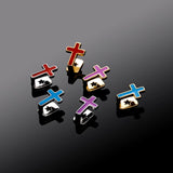 Lianfudai Hip Hop Single Colorful Cross Teeth Gillz 14K Gold Plated Tooth Caps For Women Men Jewelry Gift