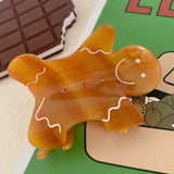 Lianfudai Muweordy Christmas Gingerbread Man Hair Claw Acetate Claw Clip Caramel Crab Hair Clip Personalized Shark Clip Hair Accessories