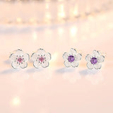 Lianfudai Real 925 Sterling Silver Crystal Jewelry New Flower Stud Earrings For Women XY0202