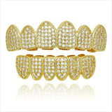 Lianfudai Teeth Grillz Set For Unisex Top Bottom Mouth Gold Silver Color Teeth Grills Tooth Cap Removable Dental Fashion Jewelry