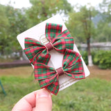 Lianfudai Christmas Plaid Hair Bow Clip For Girls Baby Kids Barrette Children Hair Accessories Butterfly Hairpin Fashion Headwear Top Clip