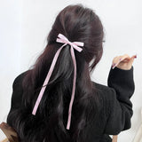 Lianfudai 2pcs Ins Style Ribbon Bow Headband Long Tassel Hair Clip Women's Hair Accessories Girls Christmas Party Hair Accessories