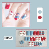 Lianfudai 24p Artifical Fake Nails Full Coverage False Nails White Clouds French Long Wearing Reusable Nail Coffin Ballerina Press on Nail