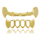 Lianfudai Hip-hop copper-plated tiger teeth half-bite retainer men women with Halloween false teeth props accessories teeth jewelry