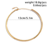 Lianfudai Punk Smooth Metal Round Torques Choker Necklace for Women Simple Gold Color Collar Necklace Party Jewelry Gift