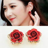 Lianfudai Cute New Flower Bee Asymmetric Earrings Fashion Zircon Earrings Jewelry Punk Lmitation Pearl Stud Earrings For Women Girls Gift