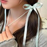 Lianfudai 7 Style Colors Long Ribbon Bow Hair Clip Girls Cute Ballet Women's Hairside Bowknot Hair Claw Lolita Headwear Sweet Bobby Pin