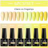 Lianfudai 6Pcs/Set Nude Color Gel Nail Polish Set Kit Spring 6 Colors UV LED Nail Art Gel Vernis Semi Permanent Base Top Coat