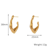 Lianfudai Stainless Steel Hook Stud Earring for Woman Gold Color Retro Irregular Earrings Waterproof Jewelry Wholesale Dropshipping