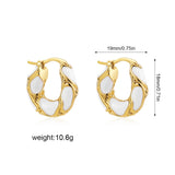 Lianfudai New Trendy Enamel Color Metal Texture Small Hoop Earrings for Women Gold Plated Statement Ear Buckle Creative Jewelry Gifts