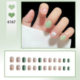 Lianfudai 24P Cute Childlike Rainbow Nail Art Full Cover Artificial Fake Nails Wearing Reusable False Nails Ballerina Press on Nail Art