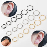 Lianfudai Pack Ring Piercing Ear Fake Stainless Steel Nose Piercing Circular Septu Body Jewelry Hoop Earring Tragus Cartilalge Piercing