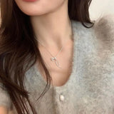 Lianfudai Exquisite Clavicle Chain Elegant Bow Pendant Necklace Fashionable and Simple Jewelry Accessories Collarbone Chain for Women