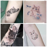 Lianfudai 4pc Cute Cat Waterproof Temporary Tattoos Stickers for Kids Cartoon Fake Tattoo for Woman Faux Tatouage Sexy Body Art Tatuagem