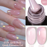 Lianfudai 7ML Jelly Pink Peach Quick Extension Gel Nail Polish Nude Transparent Color Finger Prolong Rubber Base Construction Gel