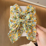 Lianfudai 2PC Spring Summer Women Kids New Floral Printed Bows Hair Clip Fresh Cute Hair Pins Barrettes Headwear Girls Hair Accessories