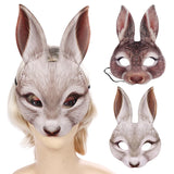 Lianfudai 3D Tiger Pig Bunny Rabbit Leopard Half Face Mask Creative Funny Animal Halloween Masquerade Party Cosplay Costume Decor