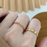 Lianfudai INS Stainless Steel Rainbow Color Cubic Zircon Stone Finger Rings for Women Gold Plated Waterproof Stacker Ring Jewelry Gift