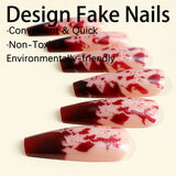 Lianfudai 24pcs Halloween Blood Drops Gradient False Nails Press On Super Long Ballerina Nails Finished Fingernail Manicure Art Decoration