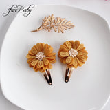 Lianfudai Fashion Flower BB Hair Clips Pin Headwear For Baby Kids Girl Hair Accessories 2 PCS/SET