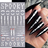 Lianfudai 5D Halloween Ghost Pumpkin Embossed Nail Stickers Decals Spider Web Clown Bone Nail Art Gel Sliders Design Manicure Decorations