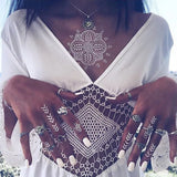 Lianfudai Sexy Mandala Henna Tattoo White Lace Jewelry Indian Hand Temporary Tattoo Sticker Waterproof Tatoo for Bride Wedding Body Art