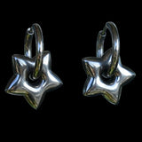 Lianfudai Tarnish Free Stainless Steel Y2K Chunky Star Hoops Hypoallergenic Alt Goth Punk Edgy Earrings for Women Girls Jewelry