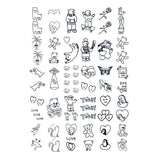 Lianfudai 30pcs Cartoon Bear Design Waterproof Temporary Tattoo Sticker Cute Heart English Letter Tattoo Body Art for Women Men