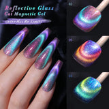 Lianfudai 10ml Double Light Reflective Glass Cat Magnetic Gel Sparkling Rainbow Color Gel Nail Polish Varnis Semi Permanent