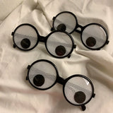 Lianfudai Funny  Will Turn The Eyeball Round Frame Glasses Creative Cute Eyemask Cosplay Festival Costume Props for Game 19X12CM