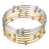 Lianfudai 7PCs/Set New Fashion Roman style Stainless Steel Bangle gold color Lover Charm Bracelet for Women Brand Gold Wide Cuff Bangle