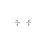 Lianfudai Fashion Silver Color Cross Star Zircon Stud Earrings for Women Girl Korean Four-Pointed Star Personality Earring Jewellery