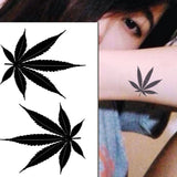 Lianfudai 1pcs Waterproof Temporary Tattoo Sticker Black Maple Leaf Fake Tattoo for Women Men Body Art Shoulders Neck Arms Tatoo