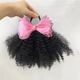 Lianfudai 2pcs/ Luxury Kids Hair Buns Kids Afro Puff Soft Like Natural Human Hair Hand Feel Marley Kinky Bulk for Hair Girl with Elastic