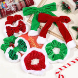 Lianfudai Christmas Bow Hair Rope Red Winter Plush Hair Tie Large Cute Ponytail Holder Headwear Christmas Scrunchies Christmas Gifts