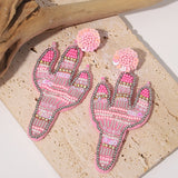 Lianfudai Bohemian Starfish Lobster Conch Seed Bead Drop Earrings for Women Handmade Ocean Animal Earrings Summer Beach Jewelry